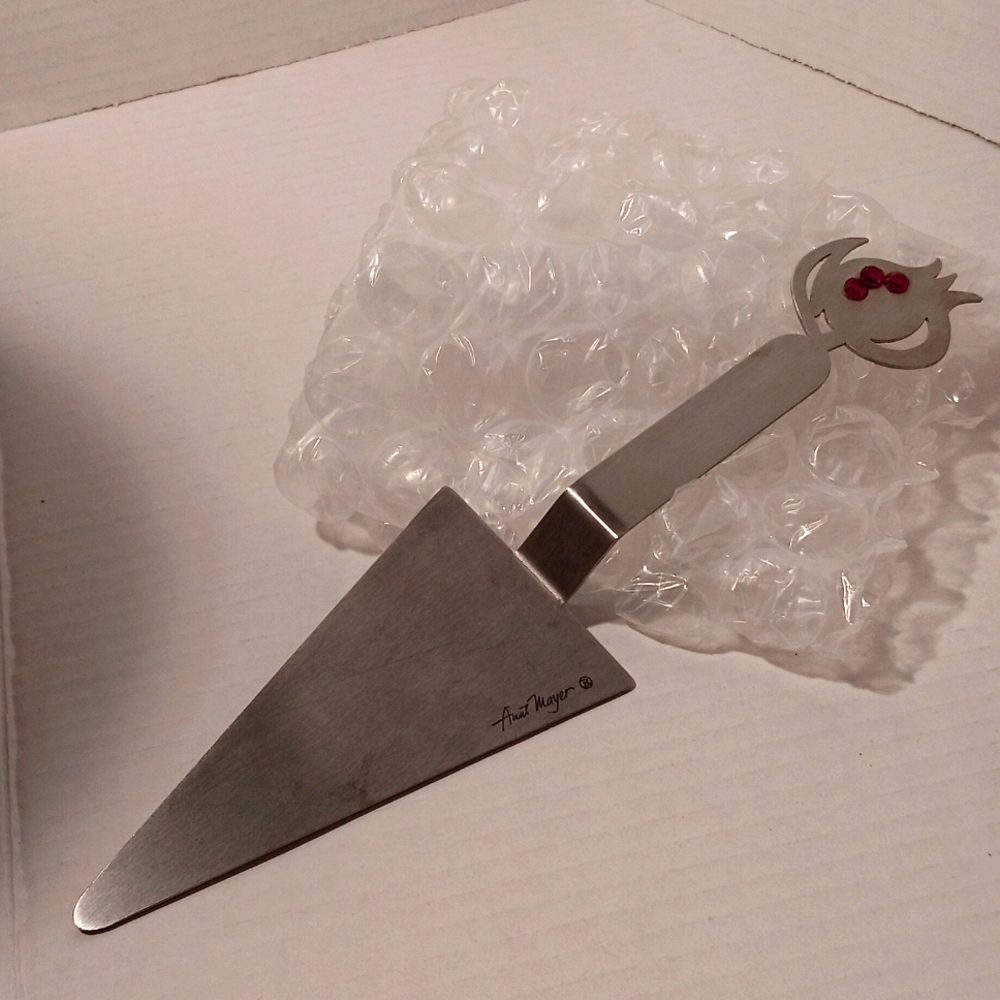 Anat Mayer Israeli artist handmade stainless pie server w/ red Rhinestones